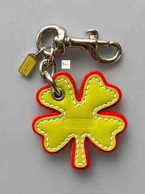 Coach Green Patent Leather Lucky Four Leaf Clover Metallic Bag Charm